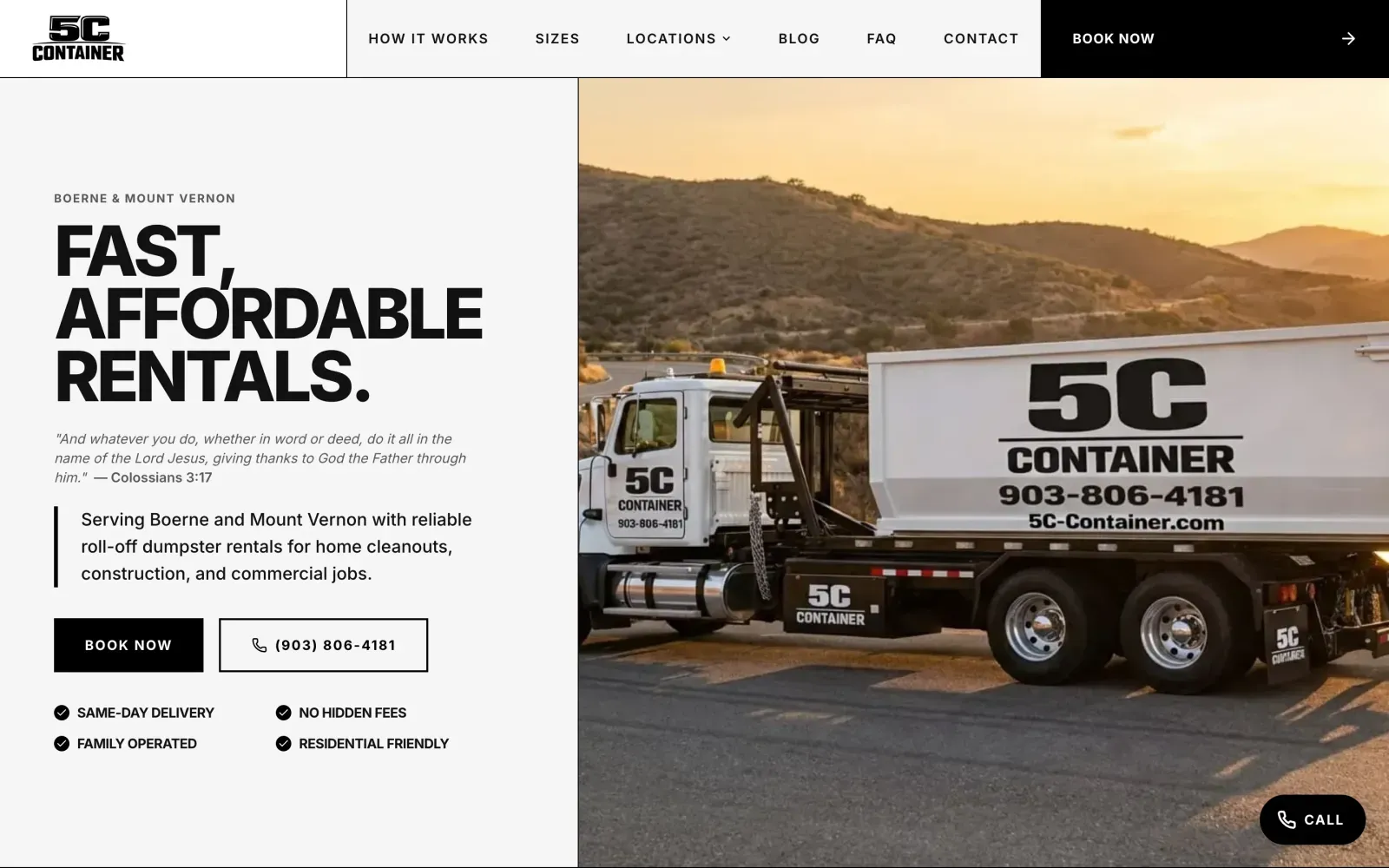 5C Container website — desktop view